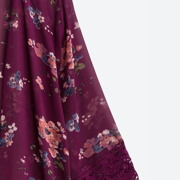 MASON & BELLE - Laria Crochet Trim Open Front Woven Kimono (StitchFix) - Picture 2 of 3